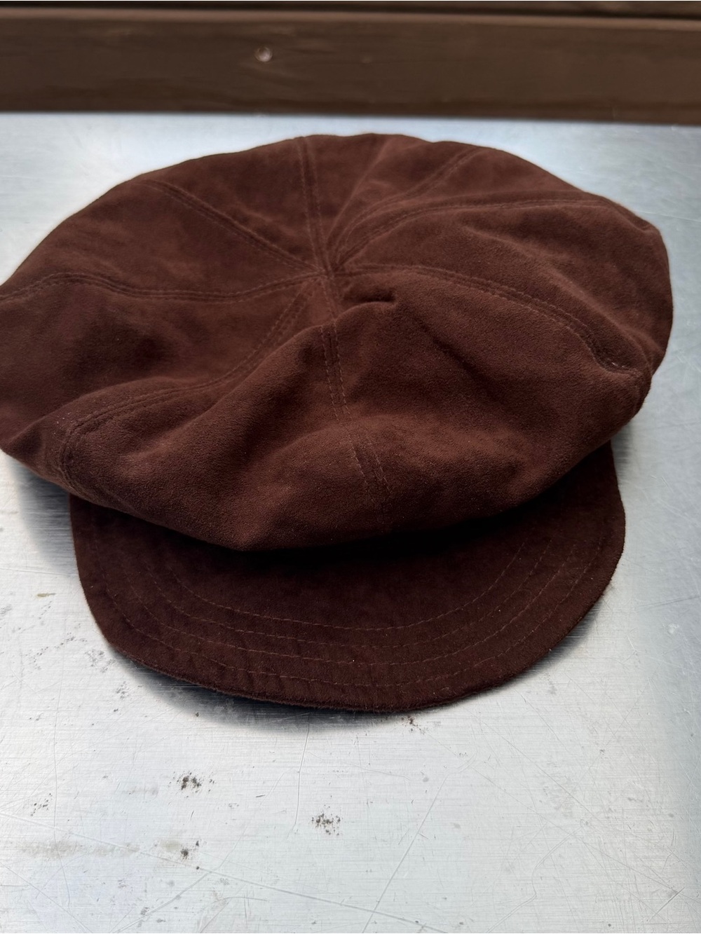 Betmar New York Brown Faux Suede Newsboy Cabbie Cap Retro Boho